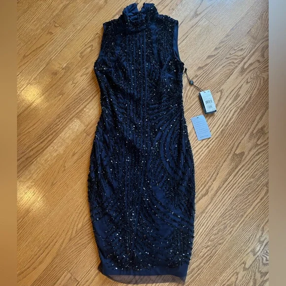 turtle beaded dress Buy Fully Beaded Turtle Neck Sequence Dress-Turquoise Online. – Odette main image 0
